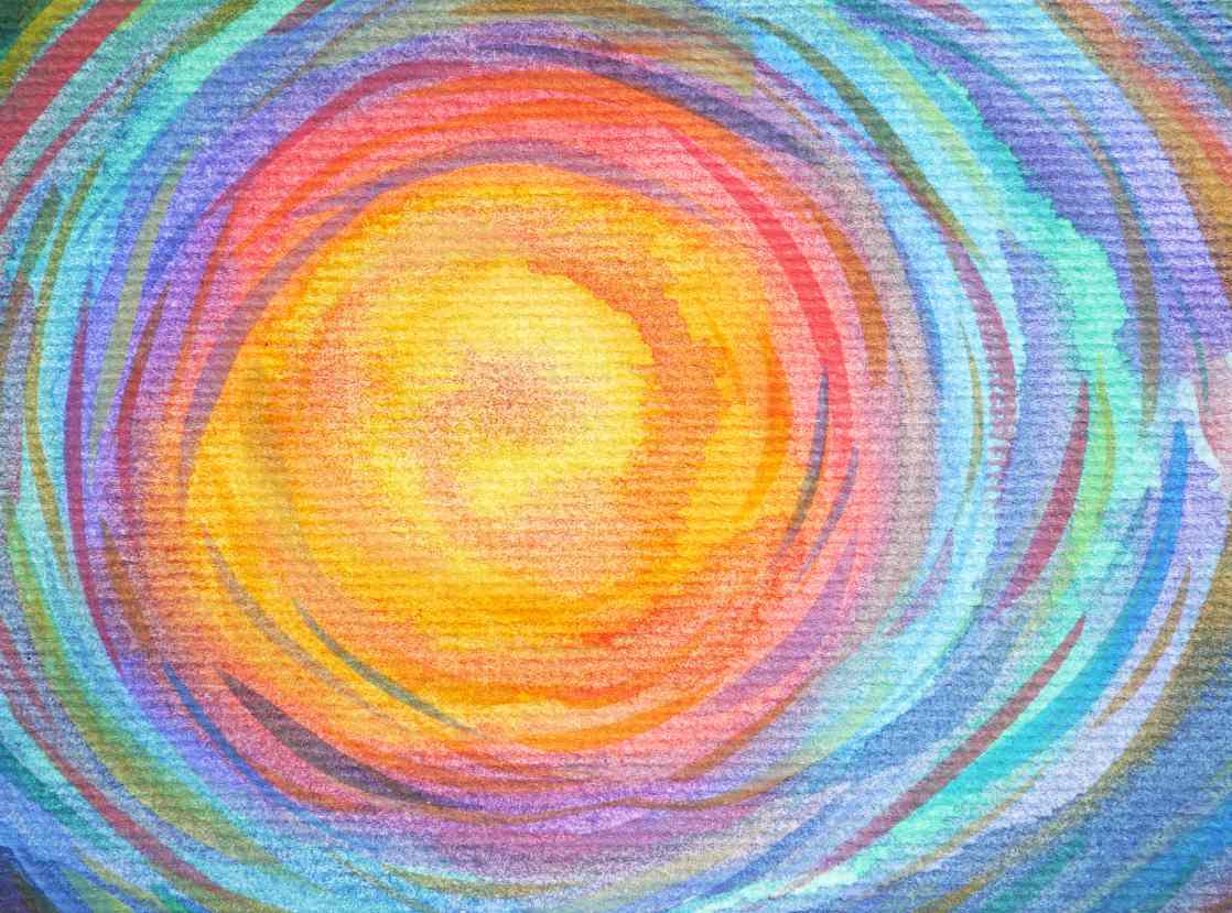 An abstract watercolor painting of the sun is the symbol of Ascendient's Healthcare Horizons series, including this installment on health equity strategy