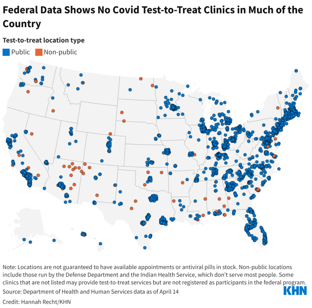 To illustrate the role of pharmacy healthcare transformation, a map shows that vast swaths of America have no pharmacies with test-to-treat capability