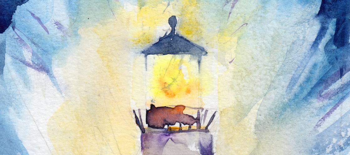 abstract lighthouse watercolor