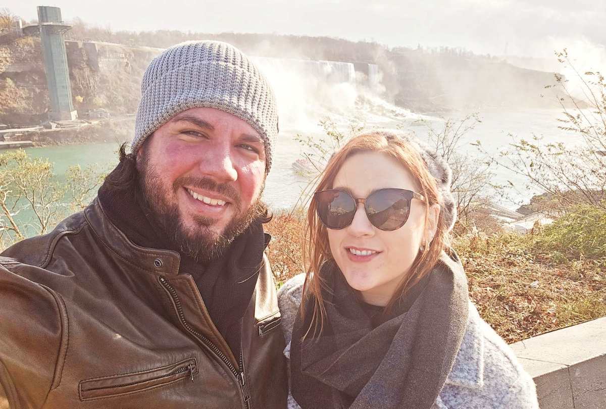 Patricia Dowbiggin and her husband at Niagara Falls
